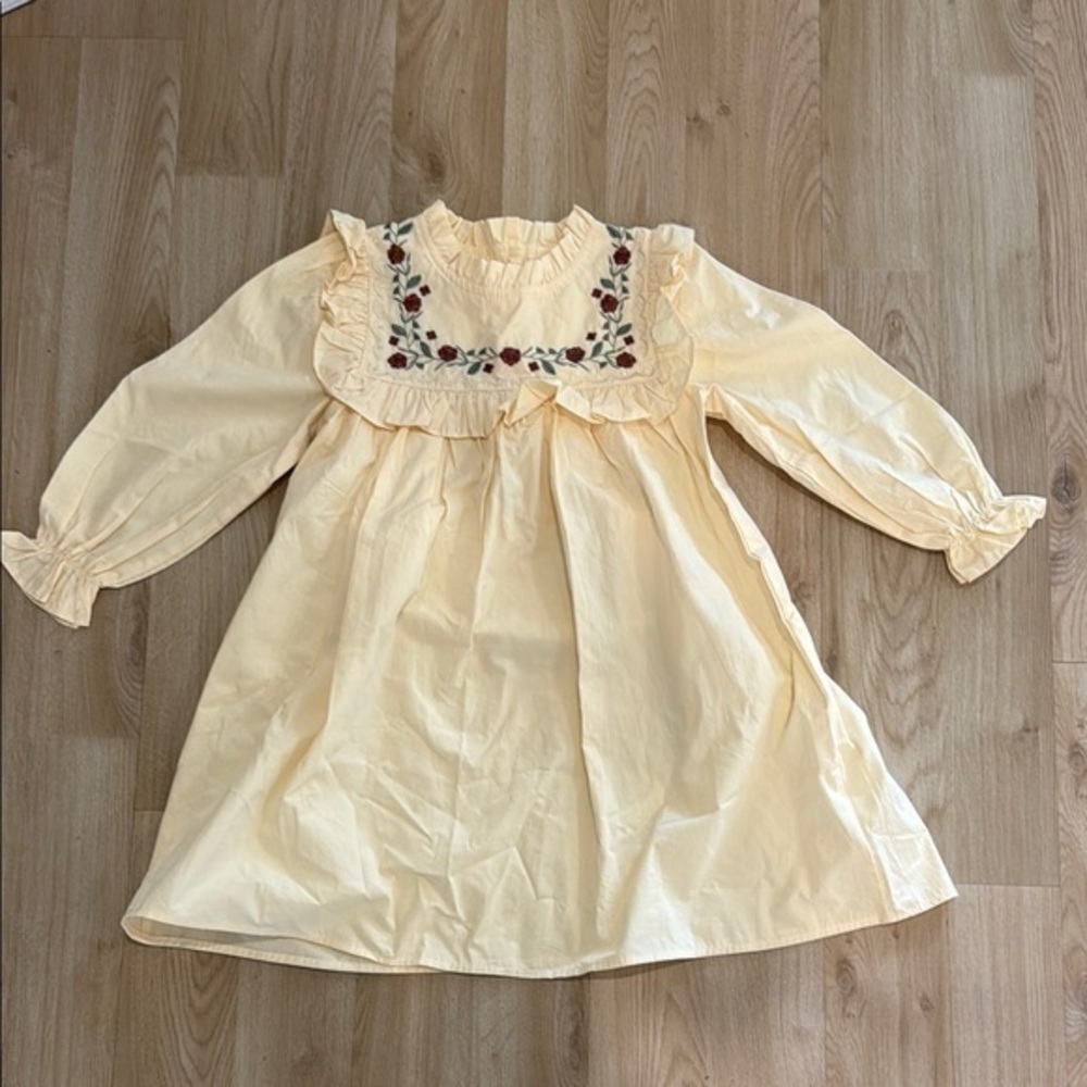 Kids Embroidered Long Sleeve Dress